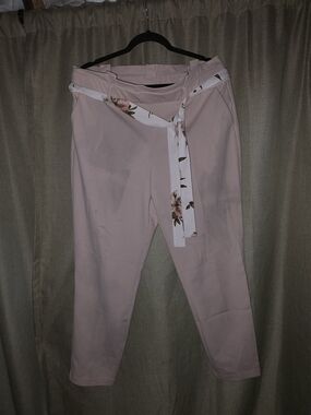 Cato Blush Pink Trousers with Floral Waist Tie